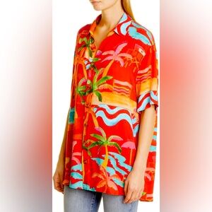 farm rio ipanema island print camp shirt